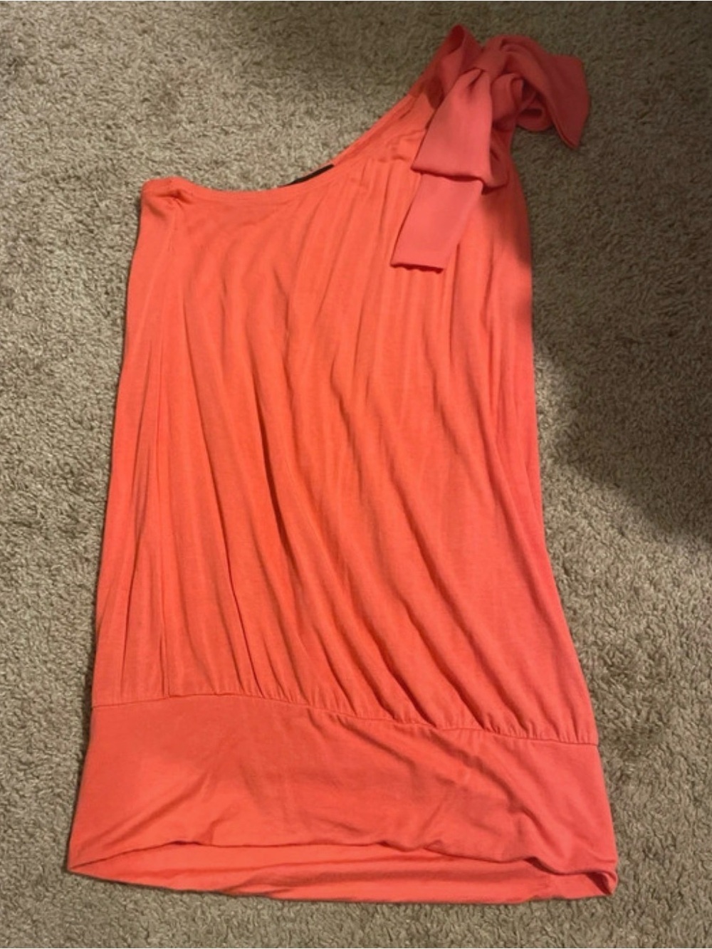The Limited One-Shoulder Coral Dress with Bow